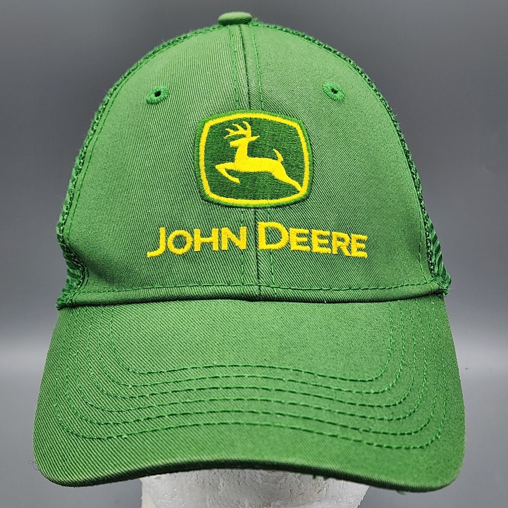 John Deere Trucker Hat Cap Green Snapback Mesh Back Adjustable